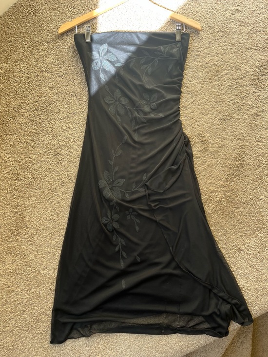 Jessica Dresses & Skirts - Jessica Black Strapless Floral Ruched Evening Gown